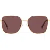 Polaroid 58mm Polarized Rectangular Sunglasses In Gold Burgundy/violet Polar