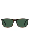 Polaroid 58mm Polarized Rectangular Sunglasses In Green