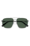 Polaroid 59mm Polarized Rectangular Sunglasses In Ruthenium/green Polarized