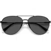 Polaroid 60mm Polarized Aviator Sunglasses In Black/gray Polar