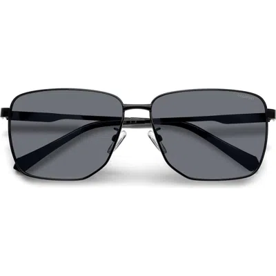 Polaroid 62mm Polarized Oversize Square Sunglasses In Black/gray Polar