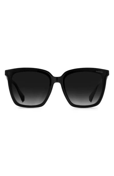 Polaroid 64mm Polarized Square Sunglasses In Black