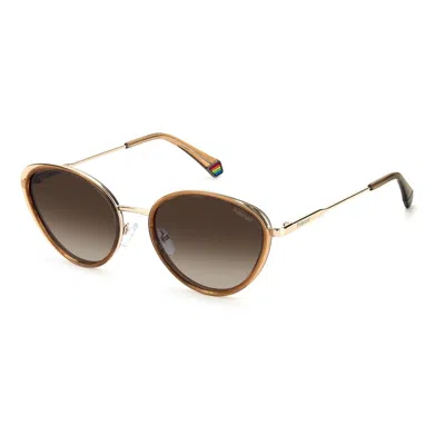 Polaroid Beige Plastic Sunglasses In Brown