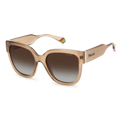 Polaroid Beige Plastic Sunglasses In Brown