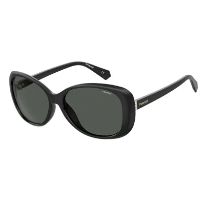 Polaroid Black Plastic Sunglasses In Green