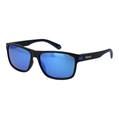 Polaroid Black Polycarbonate Sunglasses In Blue