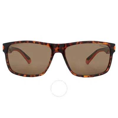 Polaroid Bronze Rectangular Men's Sunglasses Pld 2121/s 0l9g/sp 58 In Brown