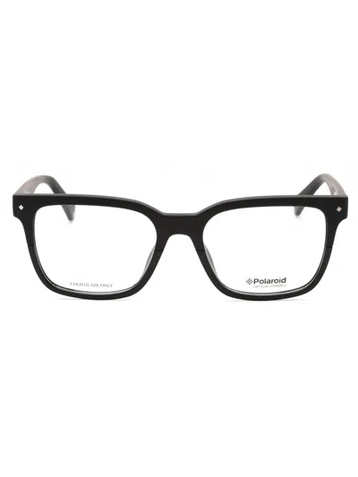 Polaroid Core Pld D 343 Rectangular Men's Plastic Eyeglasses With Clear Demo Lens In Black