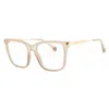 Polaroid Core Ladies Beige Rectangular Eyeglass Frames Pldd528 In Neutral