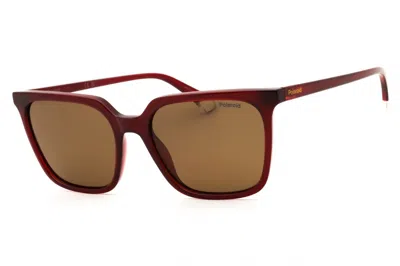 Polaroid Core Pld4163s Polarized Rectangular Sunglasses In Burgundy