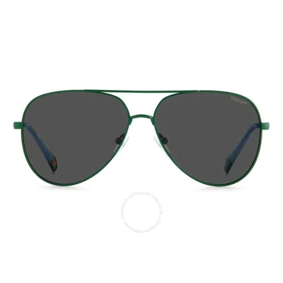 Polaroid Core Polairzed Grey Pilot Unisex Sunglasses Pld 6187/s 01ed/m9 60 In Green / Grey