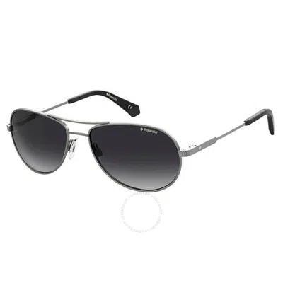Polaroid Core Polarized Grey Pilot Men's Sunglasses Pld 2100/s/x R80/wj 56 In Dark / Grey / Ruthenium