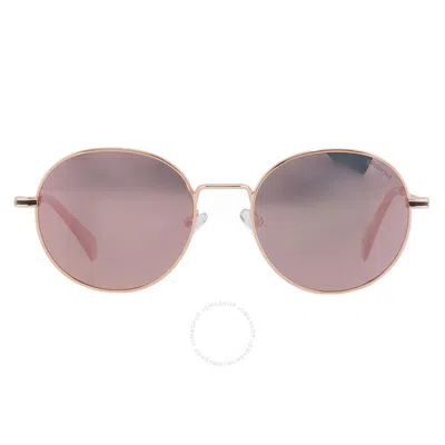 Polaroid Core Polarized Rose Gold Mirror Round Unisex Sunglasses Pld 6105/s/x 0210/jq 53 In Pink/rose Gold Tone/gold Tone
