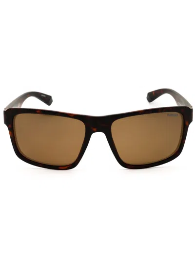 Polaroid Core Rectangular Comfort Men's Sunglasses In Brown