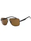 Polaroid Core Rectangular Metal Men's Sunglasses In Brown
