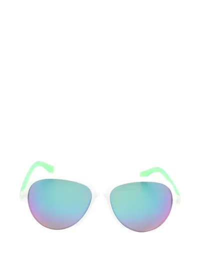 Polaroid Double-bridge Pilot-frame Sunglasses In White