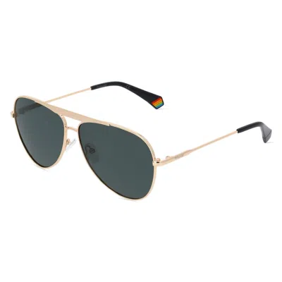 Polaroid Gold Metal Sunglasses In Gray