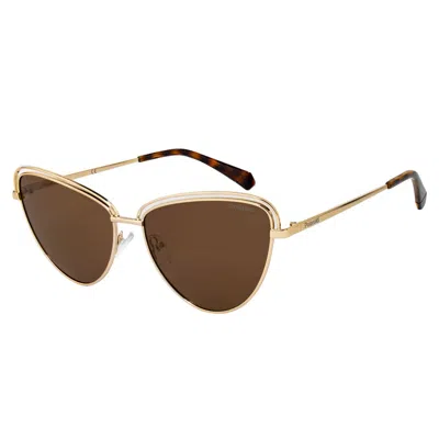 Polaroid Gold Metal Sunglasses In Burgundy