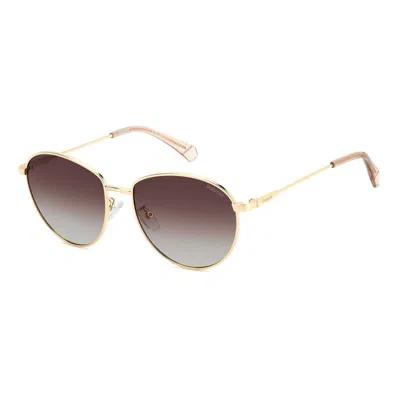 Polaroid Gold Stainless Steel Sunglasses In Metallic