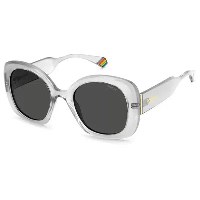 Polaroid Gray Metal Sunglasses In Neutral
