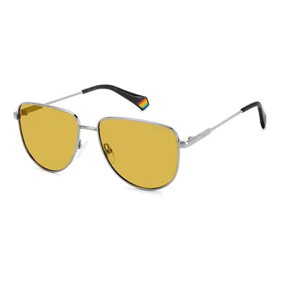Polaroid Gray Metal Sunglasses In Yellow