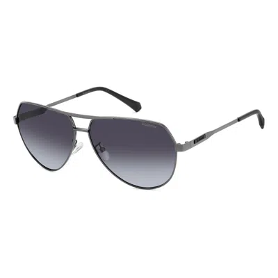 Polaroid Gray Metal Sunglasses In Black