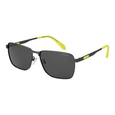 Polaroid Gray Metal Sunglasses In Black