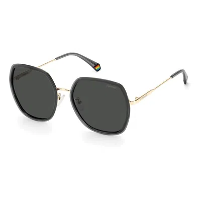 Polaroid Gray Plastic Sunglasses In Black