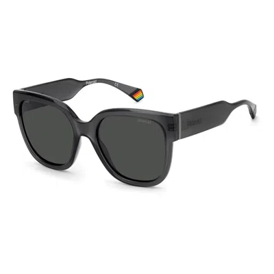 Polaroid Gray Plastic Sunglasses In Black