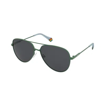 Polaroid Green Metal Sunglasses In Gray