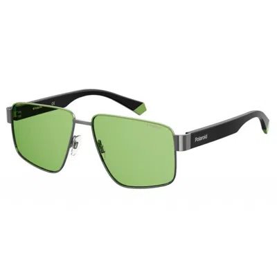 Polaroid Green Metal Sunglasses In Metallic