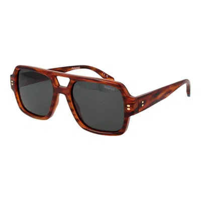 Polaroid Orange Polycarbonate Sunglasses In Burgundy