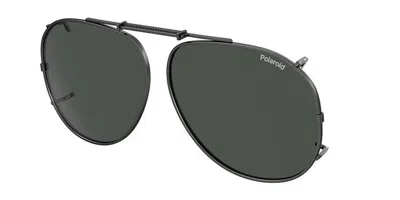 Polaroid Pld 2005/c-on Clip-on Only Polarized V81/m9 Men's Sunglasses Silver Size 60 In Black