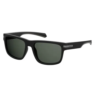 Polaroid Pld 2066/s 003 M9 Unisex Rectangle Sunglasses In Black