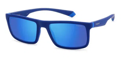 Polaroid Pld 2134/s Zx9/5x Men's Sunglasses Blue Size 56