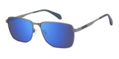 Polaroid Pld 2171/g/s/x Vestibilità Orientale Polarized V6d/5x Occhiali Da Sole Argentati Per Uomo In Blue