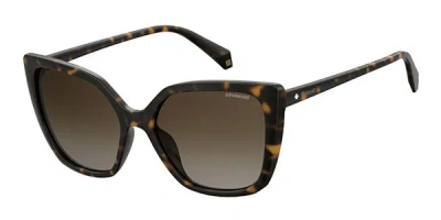 Polaroid Pld 4065/s Polarized 086/la Women's Sunglasses Tortoiseshell Size 56 In Brown