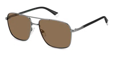 Polaroid Pld 4128/s/x Kj1/sp Men's Sunglasses Gunmetal Size 60 In Metallic