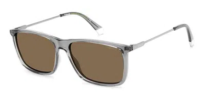 Polaroid Pld 4130/s/x Polarized Kb7/sp Men's Sunglasses Grey Size 59 In Brown