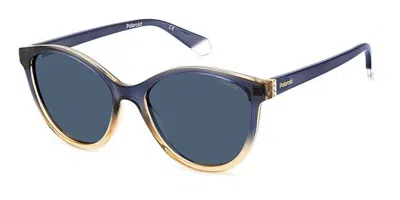 Polaroid Pld 4133/s/x Yrq/c3 Women's Sunglasses Blue Size 55 In Faded Blue Beige