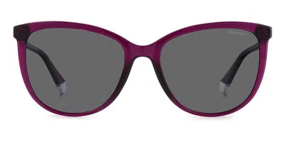 Polaroid Pld 4138/s Polarized B3v/m9 Women's Sunglasses Purple Size 55 In Burgundy