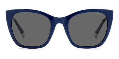 Polaroid Pld 4144/s/x Polarized Pjp/m9 Women's Sunglasses Blue Size 52