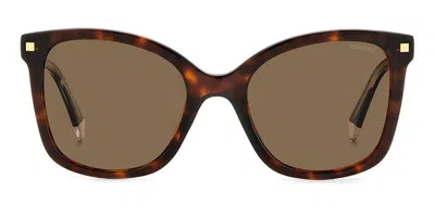 Polaroid Pld 4151/s/x Polarized 086/sp Women's Sunglasses Tortoiseshell Size 53 In Brown
