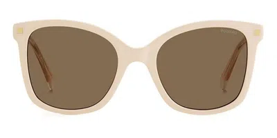 Polaroid Pld 4151/s/x Polarized Szj/sp Women's Sunglasses White Size 53 In Brown