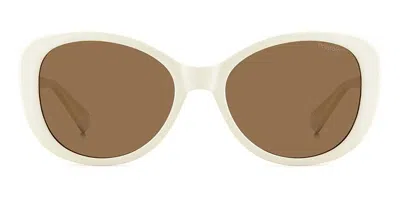 Polaroid Pld 4154/s/x Polarized Vk6/sp Women's Sunglasses White Size 55 In Brown
