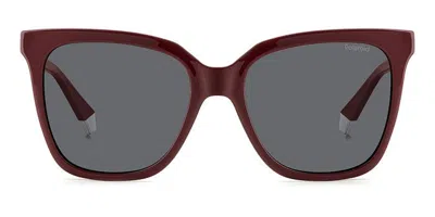 Polaroid Pld 4155/s/x Polarized Lhf/m9 Women's Sunglasses Burgundy Size 55