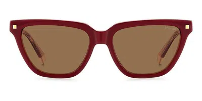 Polaroid Pld 4157/s/x Polarized Lhf/sp Women's Sunglasses Burgundy Size 55