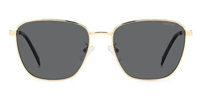 Polaroid Pld 4159/g/s/x Asian Fit Polarized J5g/m9 Men's Sunglasses Gold Size 56 In Gray