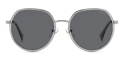 Polaroid Pld 4160/g/s/x Asian Fit Polarized 6lb/m9 Men's Sunglasses Silver Size 55 In Gray