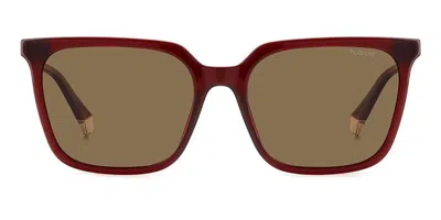 Polaroid Pld 4163/s Polarized Lhf/sp Women's Sunglasses Burgundy Size 55